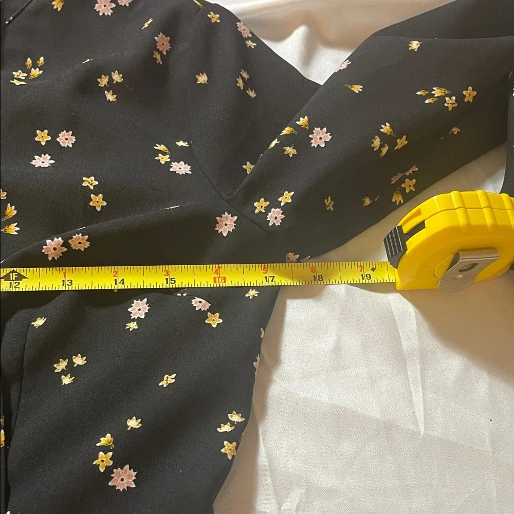 LOFT Black Floral Long Sleeve Dress - Picture 11 of 12